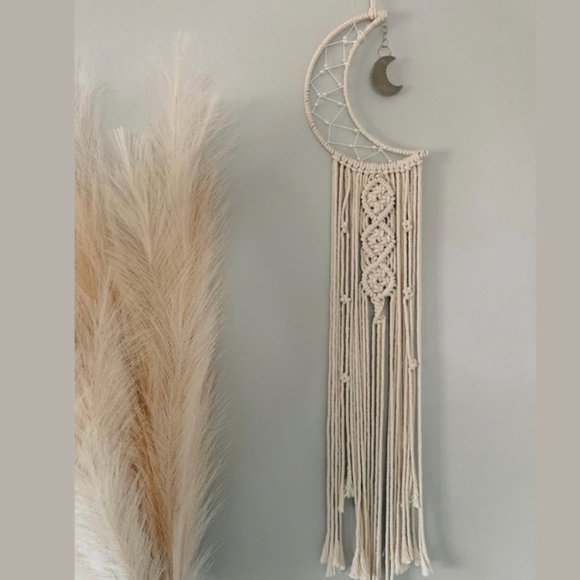 Half-Moon Macrame Wall Hanging Boho Home Decor - Picture 4 of 8